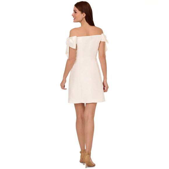 Adrianna Papell Women's Off-The-Shoulder Bow-Sleeve Dress Ivory Size 16 - Picture 2 of 6